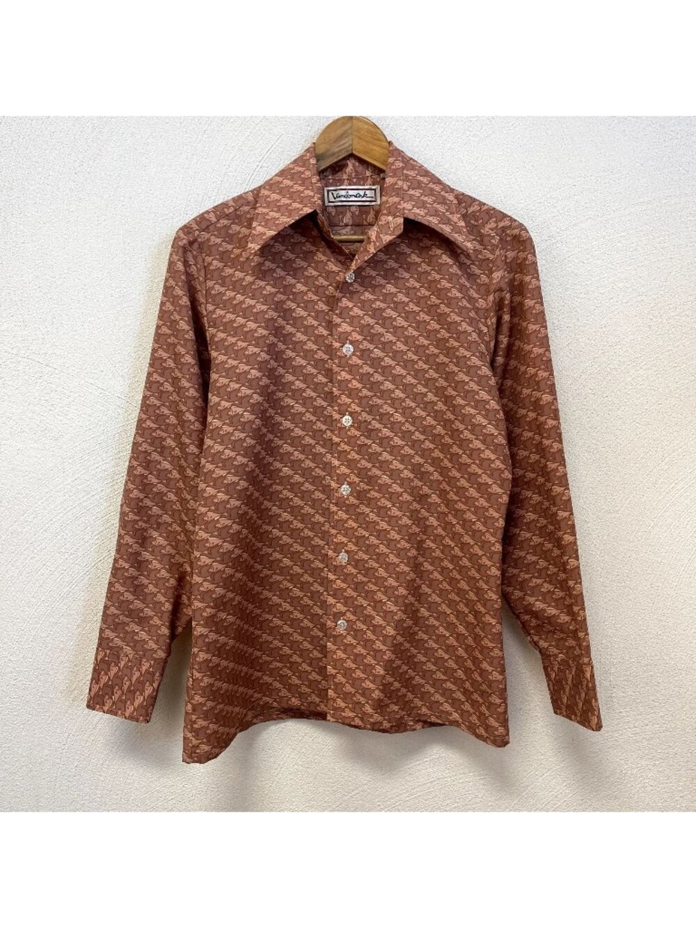 Vintage 70's Landmark Coral Fish Button Down Long Sleeve Size S